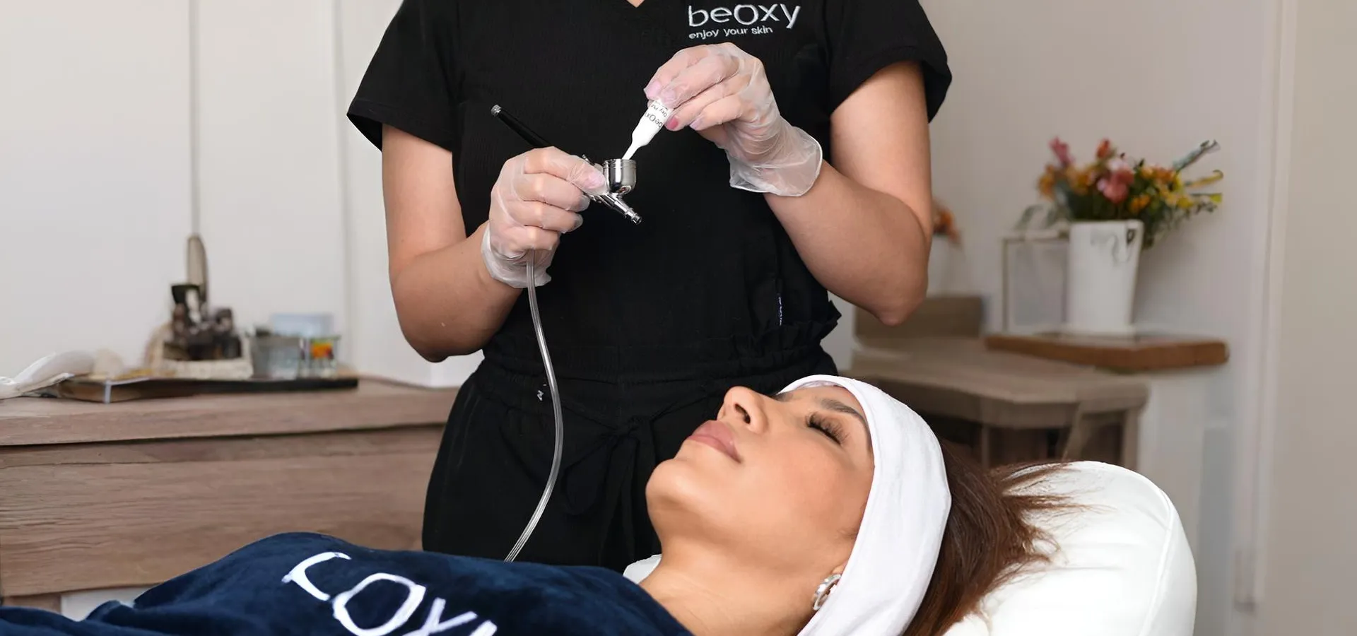 Paciente recibiendo un tratamiento de oxigenoterapia